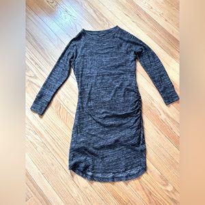 Banana Republic Dress Long-sleeve Black & Grey Heathered Side Ruched